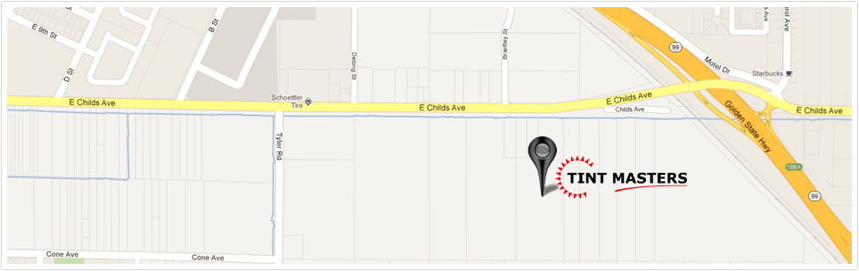 Map to Tint Masters in Merced, CA.